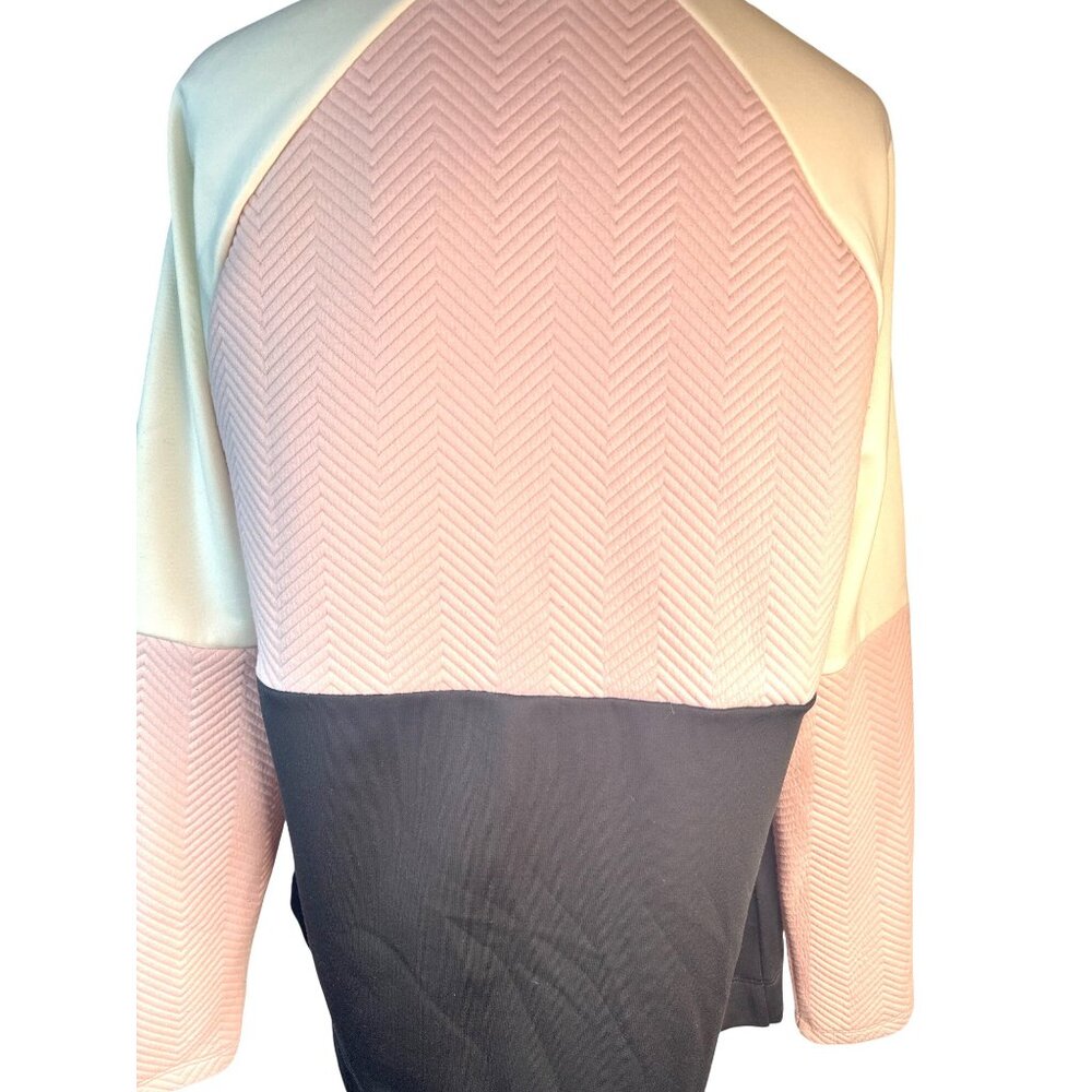 Talbots Medium Quilted M Colorblock Half-Zip Pink Black Pullover Sweater - Picture 7 of 14